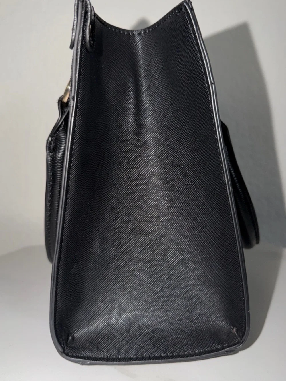ALDO Black Satchel with Snake-Print Center and Gold Medallion